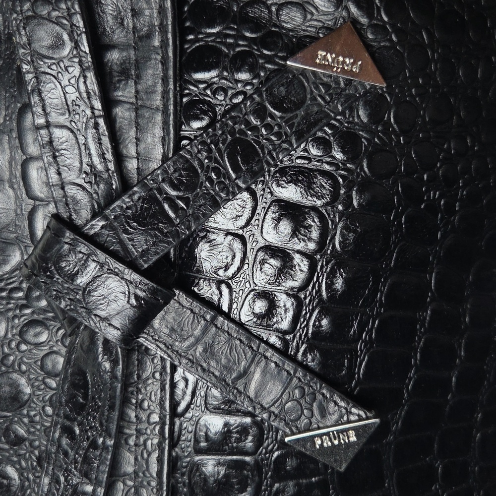 PRUNE Black Crocodile Embossed Clutch. - Picture 2 of 7